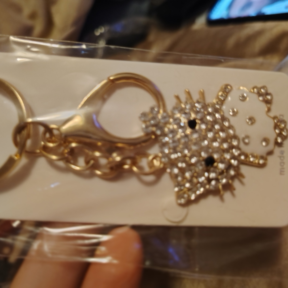 Gold and Red Rhinestone Keychain - Picture 2 of 5